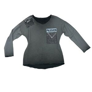 Cute bling fashion sweater with rhinestones and chain